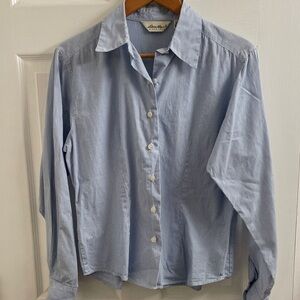 Eddie Bauer Women’s Blue Pinstripe 100% Cotton Fitted Button Down Shirt Size M